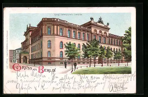 Lithographie Berlin, Königl. Generalstabs-Gebäude, Königsplatz