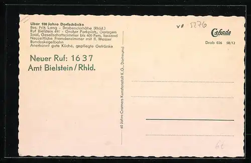 AK Drabenderhöhe /Rhld., Cafe-Restaurant zur Dorfschänke