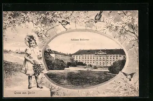 AK Berlin-Tiergarten, Schloss Bellevue mit Vögeln