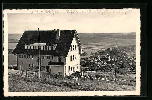 AK Polle, Blick von der Jugendherberge des Gaues Hannover auf den Ort