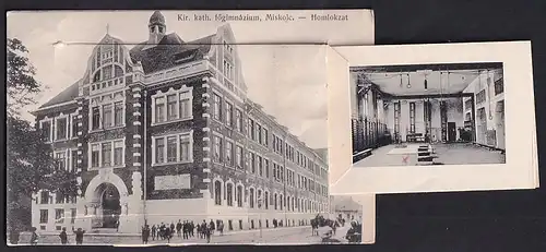 Leporello-AK Miskolc, Kir. kath. fögimnázium, Föbejárat