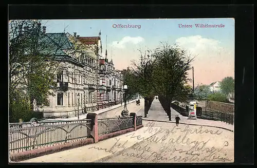AK Offenburg, Blick in die Untere Wilhelmstrasse