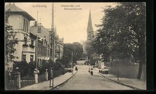 AK Schleswig, Alleestrasse und Michaeliskirche