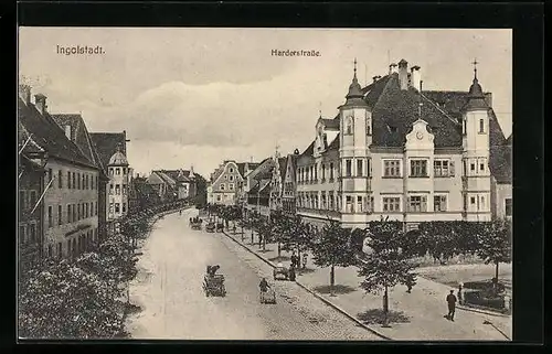 AK Ingolstadt, Harderstrasse aus der Vogelschau