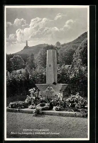 AK Schönau /Schwarzwald, Albert Leo Schlageter`s Grabstätte mit Denkmal