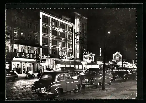 AK Hamburg-St. Pauli, Reeperbahn bei Nacht, mit Haus Menke