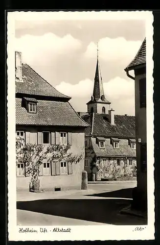 AK Hofheim, Partie in der Altstadt mit Blick zur Kirche