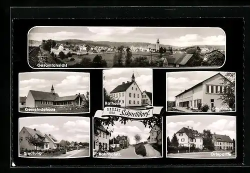 AK Schnelldorf, Gesamtansicht, Siedlung, Gemeindehaus, Schulhaus