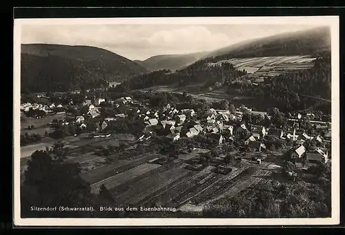 AK Sitzendorf (Schwarzatal.), Blick aus dem Eisenbahnzug