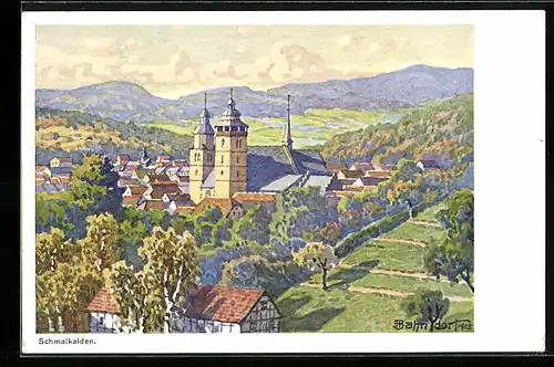 Künstler-AK Schmalkalden, Perspektive aus der Vogelschau