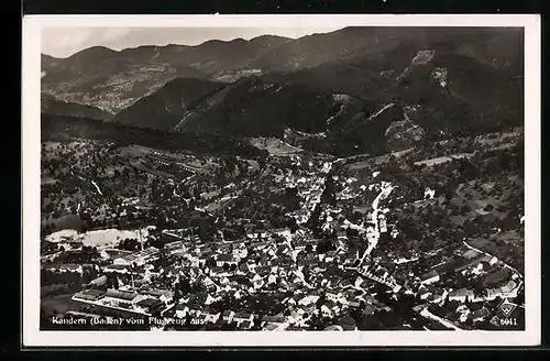 AK Kandern (Baden), Ortsansicht vom Flugzeug aus