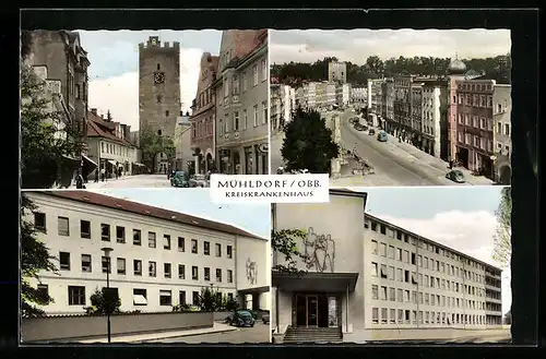 AK Mühldorf / Obb., versch. Ortsansichten, Kreiskrankenhaus