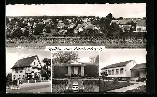 AK Lautenbach, Rathaus, Schulhaus, Kriegerdenkmal
