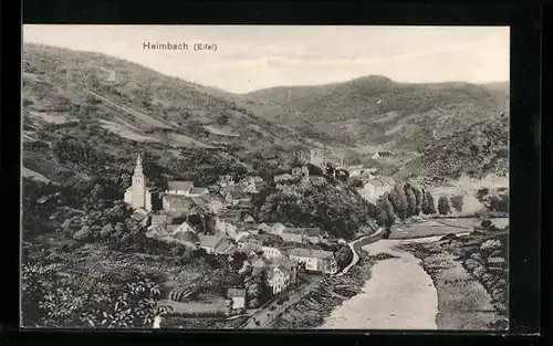 AK Heimbach /Eifel, Ortsansicht mit Fluss