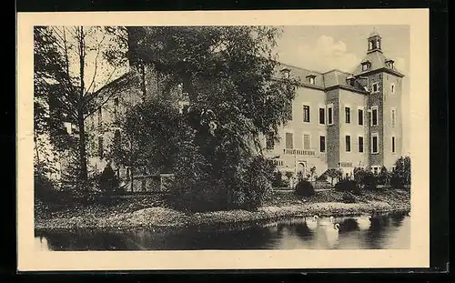 AK Neersen, Schloss mit Schwänen am Wasser