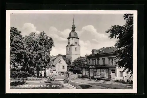 AK Friedrichroda /Thür., OdF-Platz und Café Schierfe