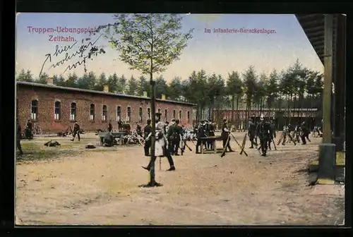 AK Zeithain, der Truppenübungsplatz, Soldaten im Infanterie-Barackenlager