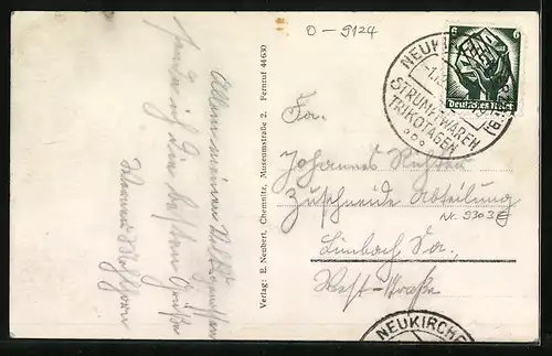 AK Neukirchen b. Chtz., Ortsansicht mit Fabrikschornsteinen