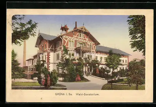 AK Grüna i. Sa., Wald-Sanatorium im Sonnenschein