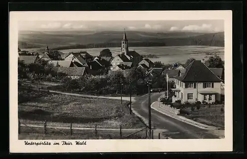 AK Unterpörlitz i. Thür. Wald, Ortsansicht mit Kirche