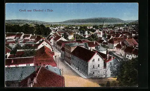 AK Ohrdruf /Th., Ortsansicht mit Blick in die Ferne