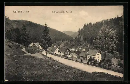 AK Ohrdruf i. Thür., Häuserpartie im Schwarzwälder Grund