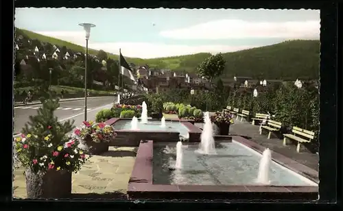 AK Eberbach a. Neckar, Wasserspiele a. d. Neckarbrücke