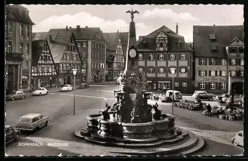 AK Schwabach / Mfr., Brunnen am Marktplatz