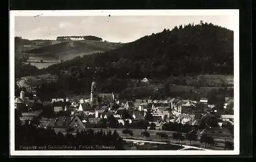 AK Pegnitz /Fränk. Schweiz, Ortsansicht mit Blick auf das Schlossberg