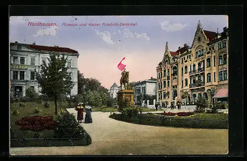 AK Nordhausen, Museum und Kaiser Friedrich-Denkmal