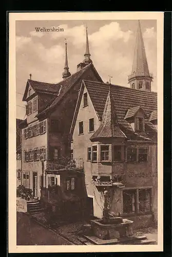 AK Weikersheim, Gasthaus und Brunnen