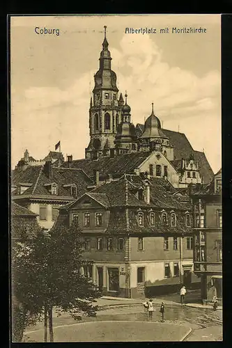 AK Coburg, Albertplatz mit Moritzkirche