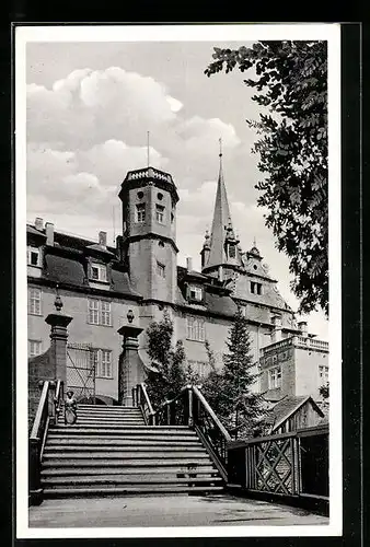AK Öhringen /Württ., Freitreppe am Schloss