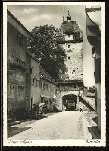 AK Isny, Partie am Espantor, Gasthaus zum Gambrinus