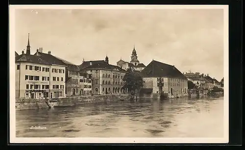 AK Solothurn, Uferpartie mit Restaurant Landhaus
