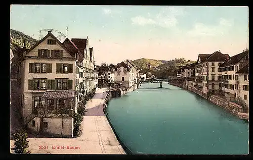 AK Ennet-Baden, Ortspartie mit Brücke