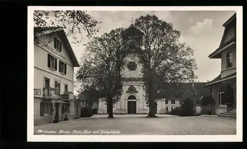 AK Mariastein, Hotel Post, Postgebäude und Kirche