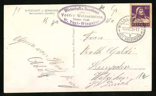 AK Weissenstein, Ortspartie mit weidenden Kühen