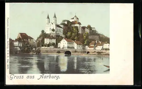 AK Aarburg, Uferpartie mit Kirche