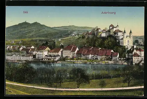 AK Aarburg, Panorama mit Kirche und Säli