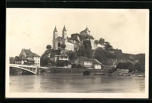 AK Aarburg, Uferpartie mit Kirche