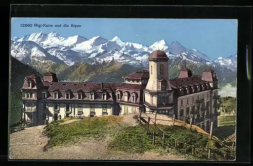 AK Rigi-Kulm, Ort mit Blick auf die Alpen