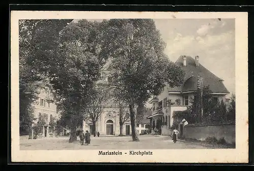 AK Mariastein, Kirchplatz mit Bäumen