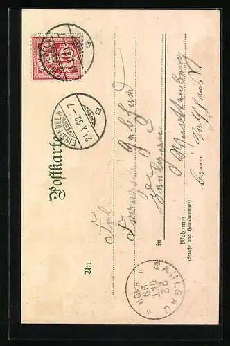 Künstler-AK Einsiedeln, Partie am Brunnen