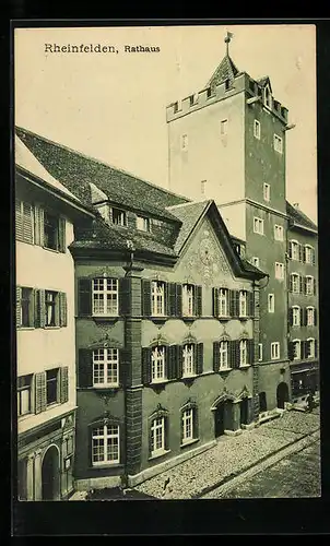 AK Rheinfelden, Strassenpartie mit Rathaus