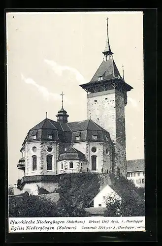 Künstler-AK Niedergösgen, Blick auf die Pfarrkirche