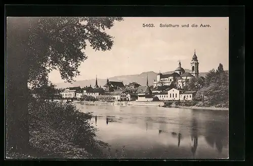 AK Solothurn, Teilansicht und die Aare