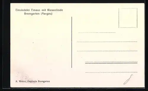 AK Bremgarten /Aargau, Einsiedelei Emaus mit Riesenlinde