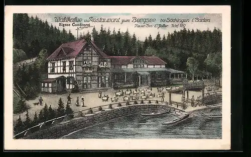 Künstler-AK Säckingen i. Baden, Waldkaffee u. Restaurant zum Bergsee, Bes.: L. Faller