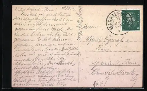 AK Marienweiher, Teilansicht mit Kirche